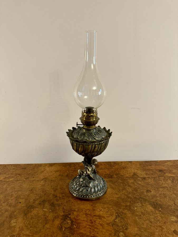 Antique Unusual quality antique Victorian oil lamp