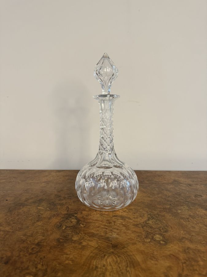 Stunning quality antique Edwardian cut glass decanter