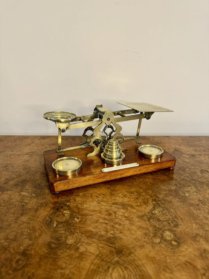 Fantastic set of antique Victorian postal scales and weights by S.Mordan & Co London