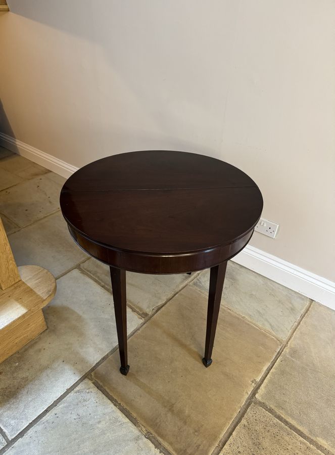 Antique Antique George III quality figured mahogany Demi-Lune shaped tea table