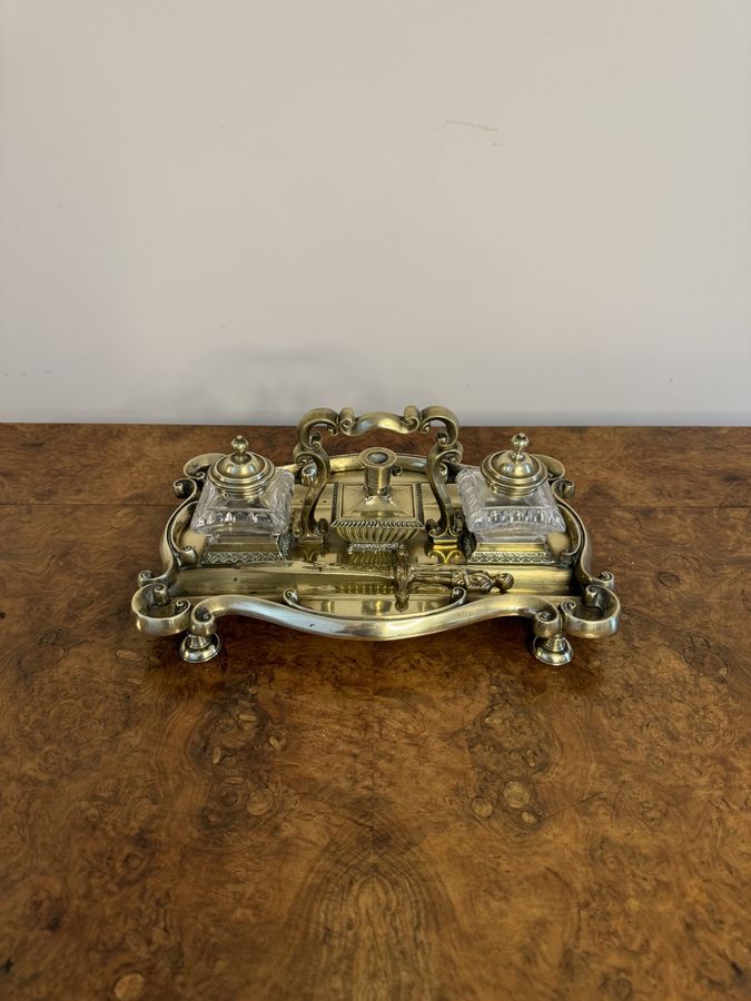 Antique Stunning quality antique Victorian brass desk set