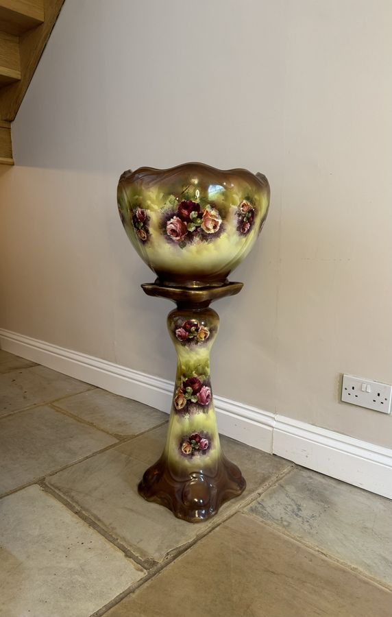 Antique Lovely antique Edwardian jardiniere on a stand 