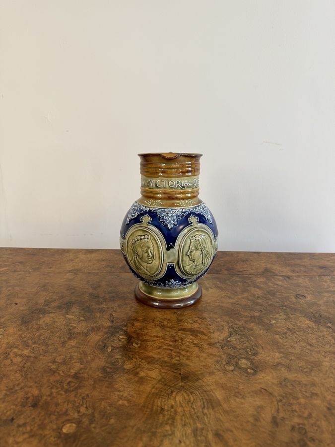 Quality antique Doulton Lambeth Queen Victoria jubilee jug