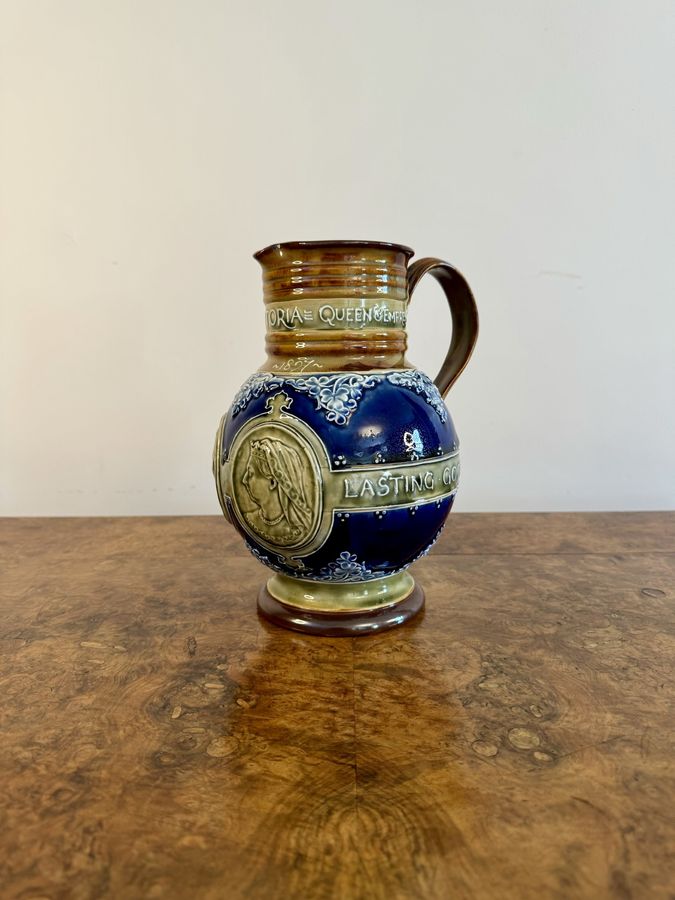 Antique Quality antique Doulton Lambeth Queen Victoria jubilee jug 