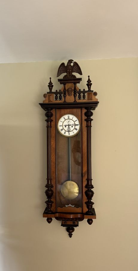 Fantastic quality antique Victorian carved walnut Vienna wall clock