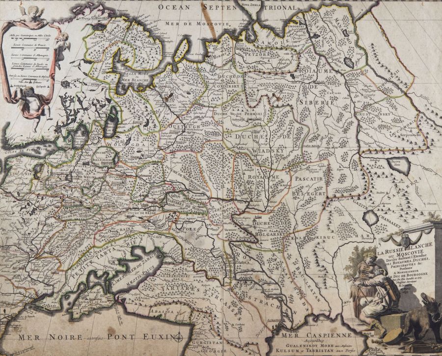 Antique Map of Russia at the end of the 17th century.