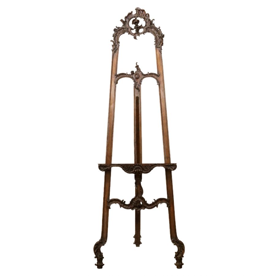 Antique Carved, wooden easel of the turn of the 19th-20th centuries in neo-rococo style.