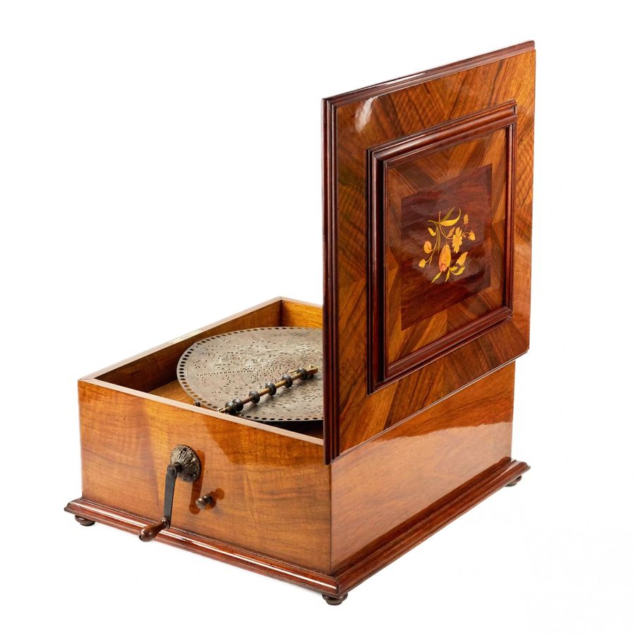 Antique Polyphon. Disc music box walnut late 19th century.