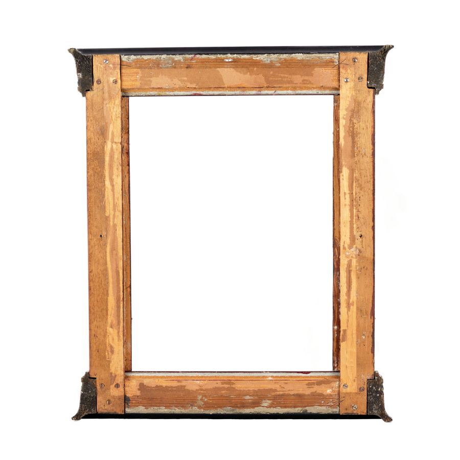 Antique Polished, Art Nouveau wooden frame with brass decor. The turn of the 19th-20th centuries.