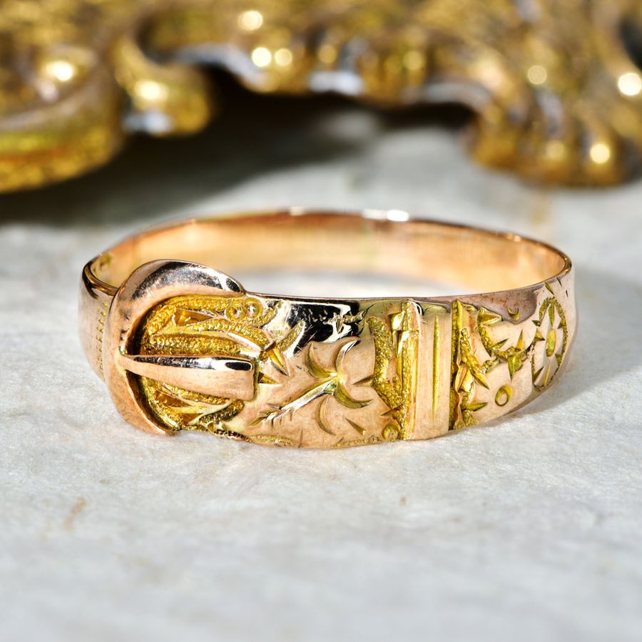 The Antique 1916 9ct Gold Floral Belt Ring