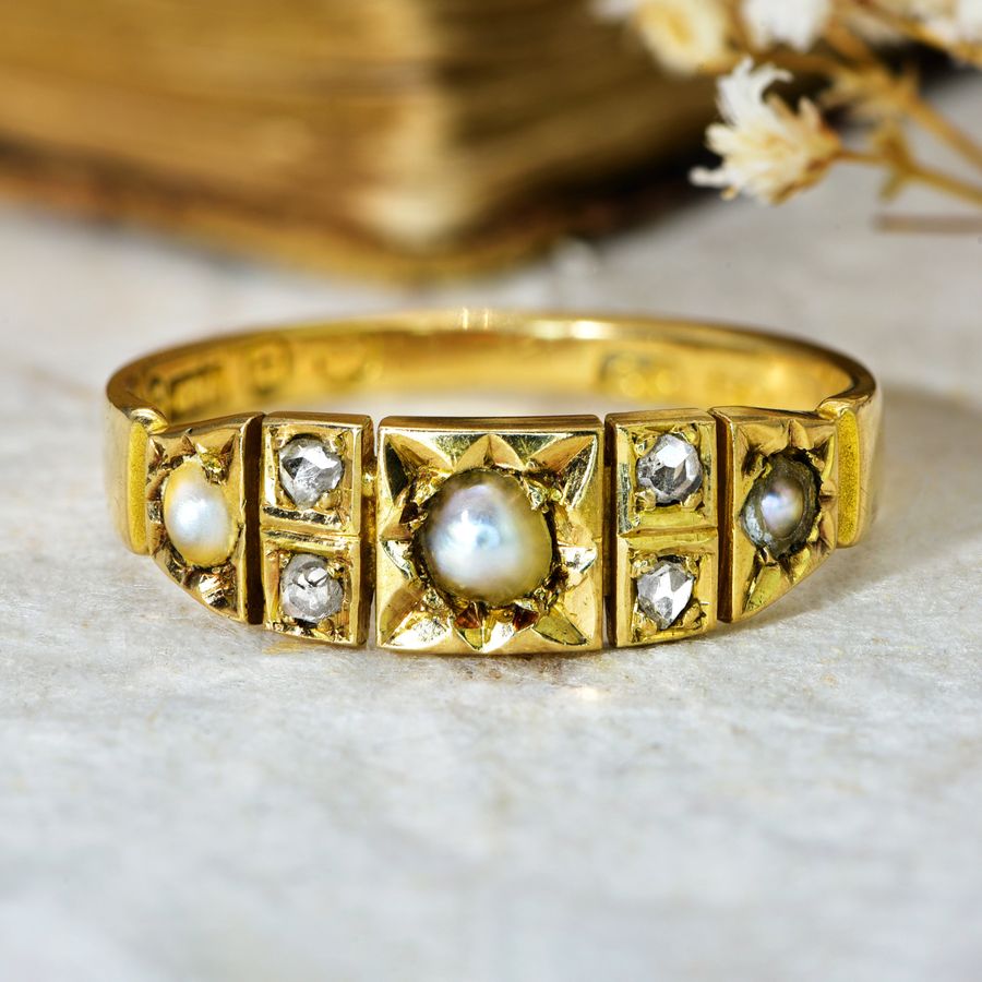 The Antique 1879 Split Pearl and Diamond Ring