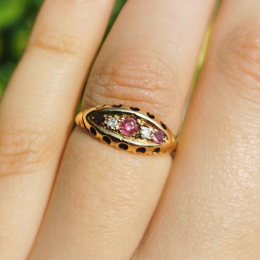 Antique The Antique 1908 Edwardian Ruby and Eight Cut Diamond Ring