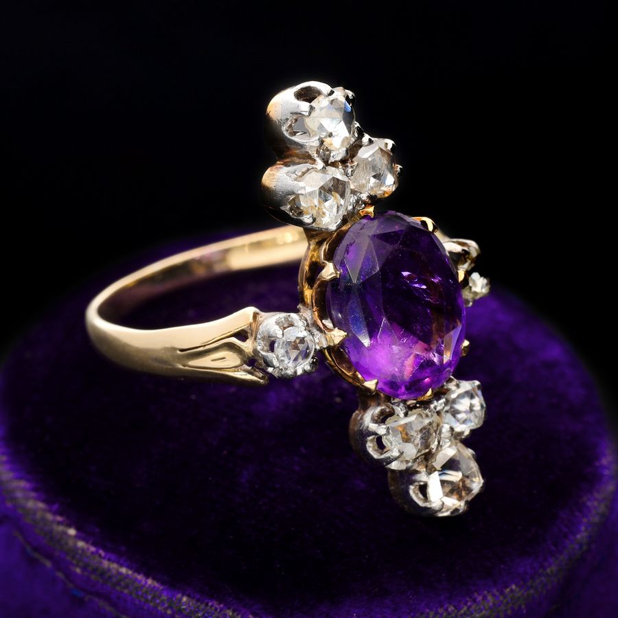 Antique The Antique Amethyst and Rose Cut Diamond Ring