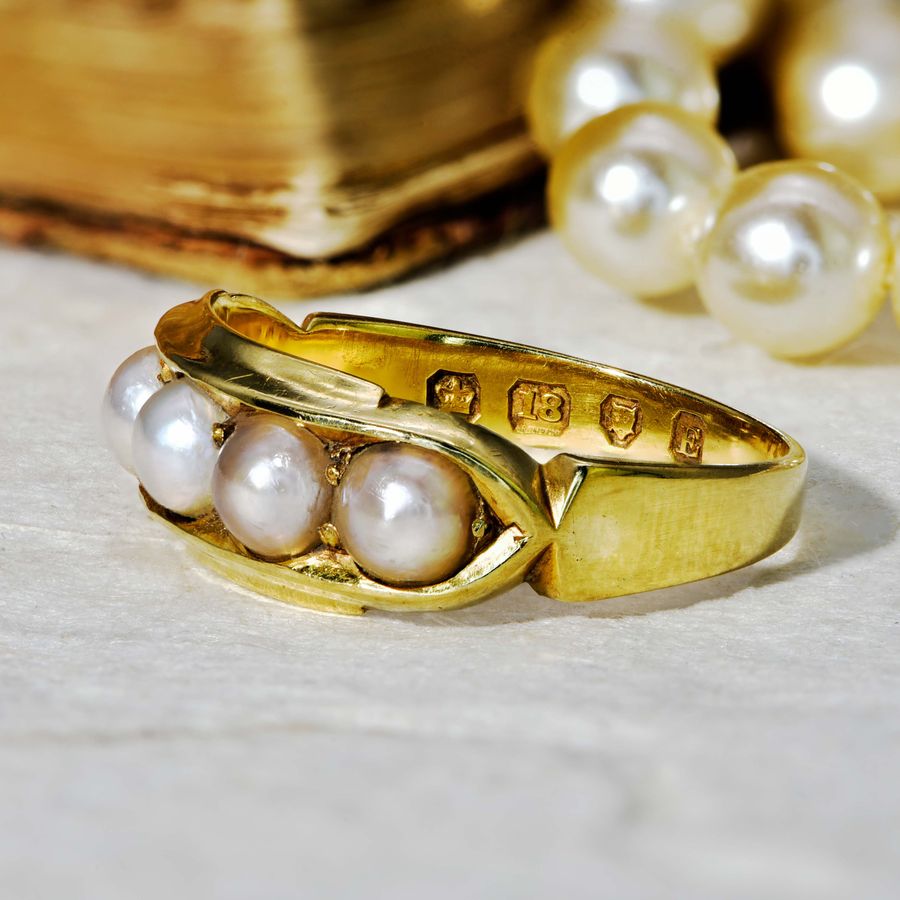 Antique The Antique Victorian 1880 Five Pearl Ring