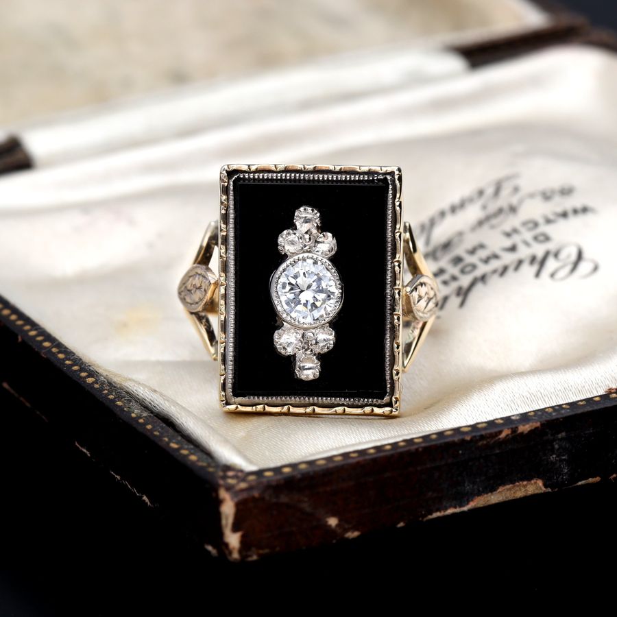The Vintage Black Onyx and Diamond Ring