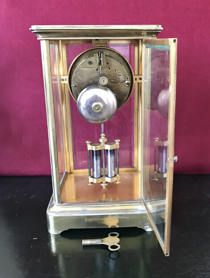 Antique Four Glass French Mantle Clock Circa 1900