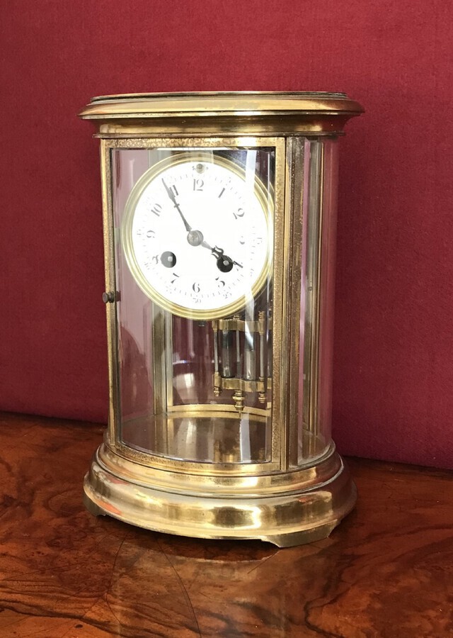 Antique Four Glass French Mantel Clock Circa 1890