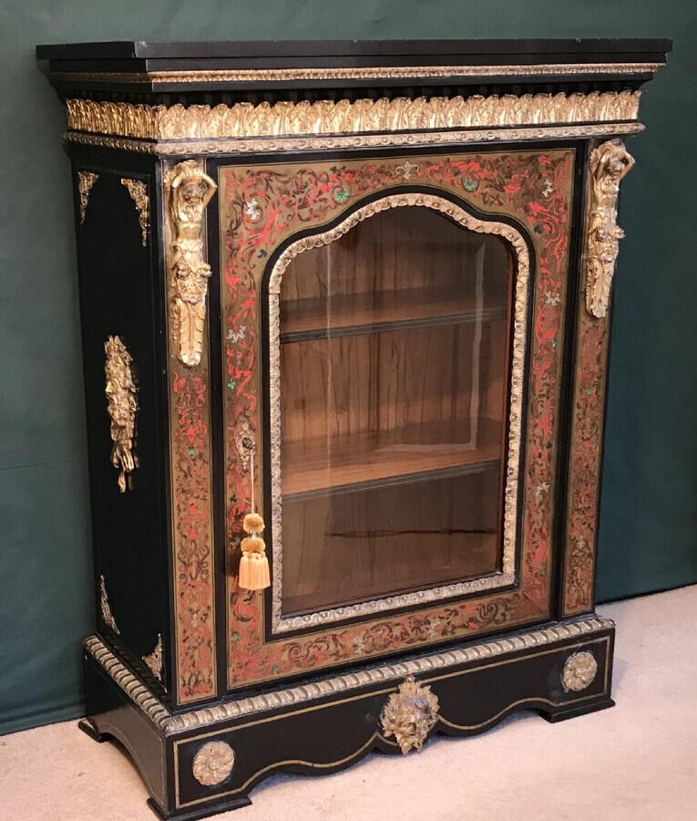 Exceptional Quality Napoleon 3rd Boulle Cabinet. Vitrine, Pier Cabinet  Circa 1860