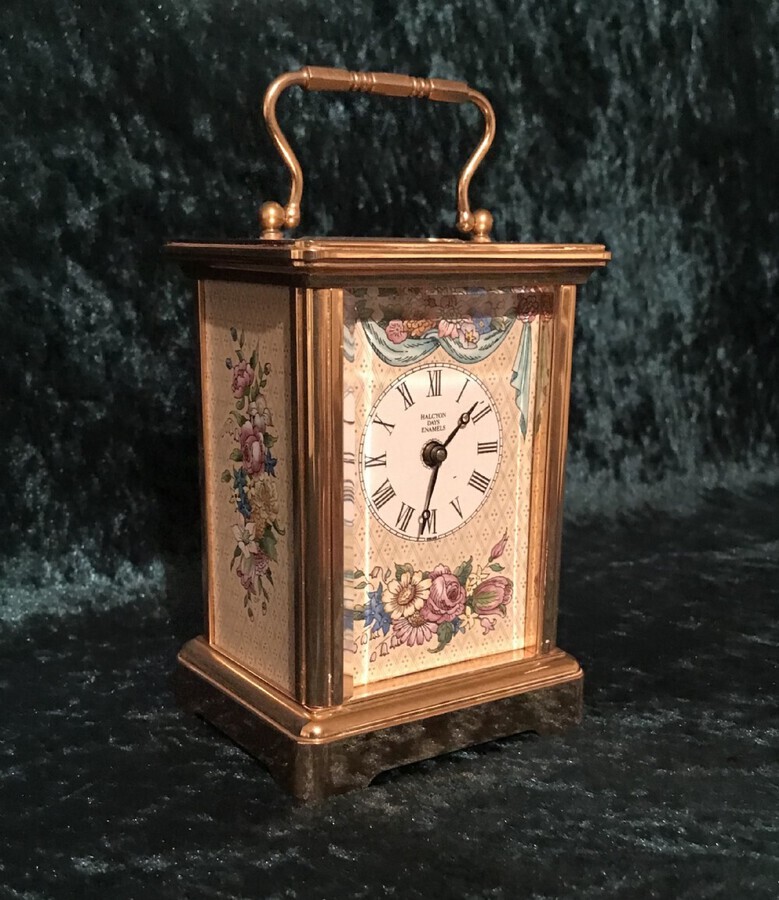 Petite 8day Carriage Clock With Enamel Decoration