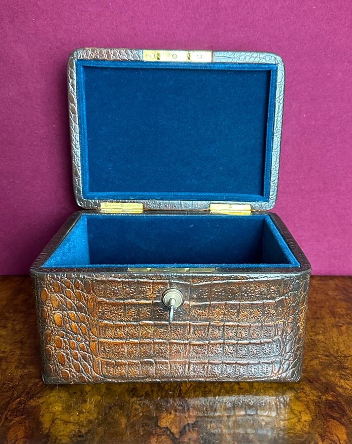 Antique Immaculate crocodile jewellery box, circa 1890