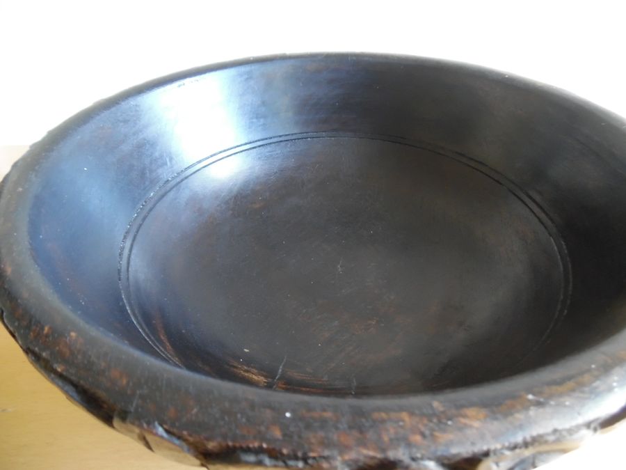 Antique Indian Handmade Wooden Parat Bowl.