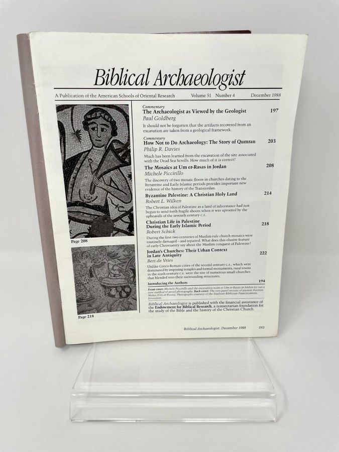 Antique Biblical Archaeologist, Volume 51, Number 4, December 1988, ISSN 0006-0895, ASOR