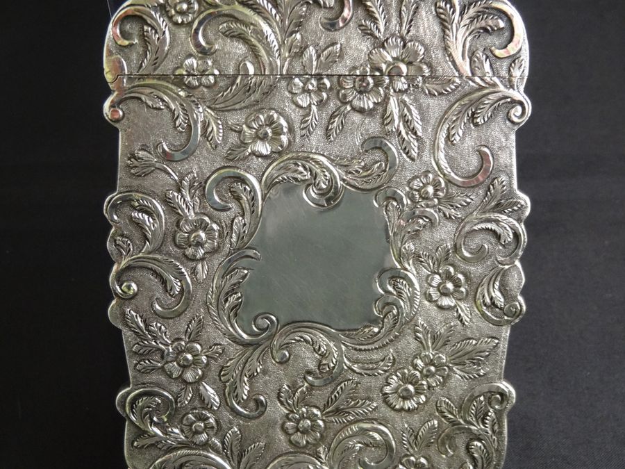 Antique Antique Victorian Silver Castle-Top Card Case, Birmingham, Taylor & Perry, Circa 1845