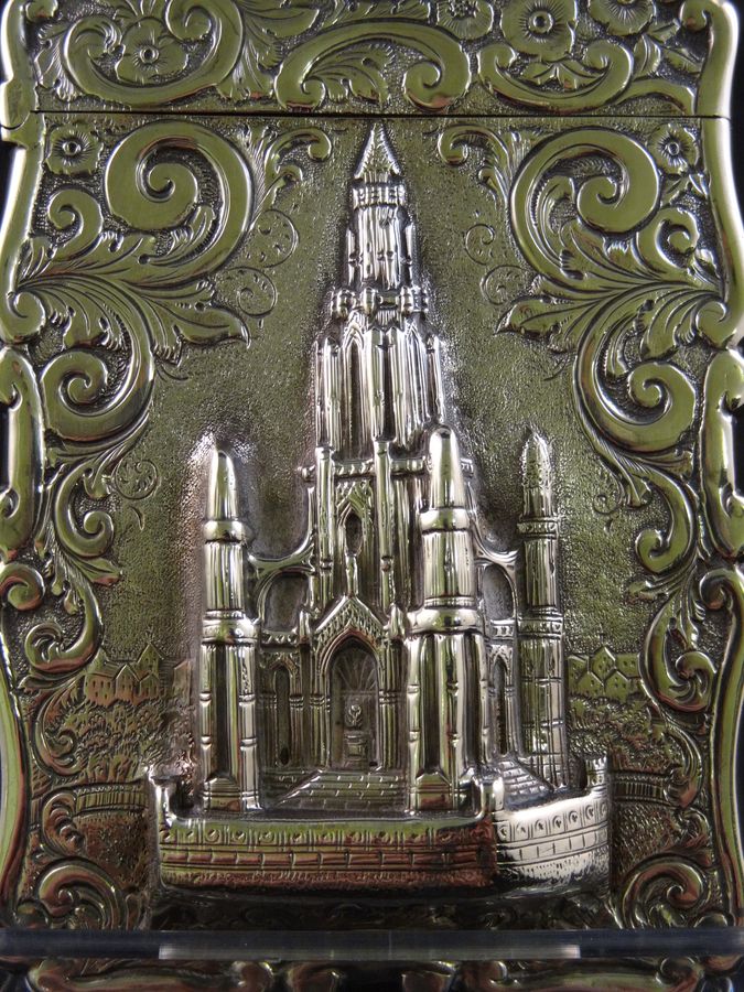 Antique Antique Victorian Silver Castle-Top Card Case, Birmingham, Bent & Parker, Circa 1870