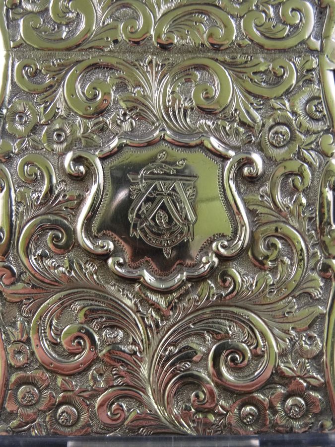 Antique Antique Victorian Silver Castle-Top Card Case, Birmingham, Bent & Parker, Circa 1870