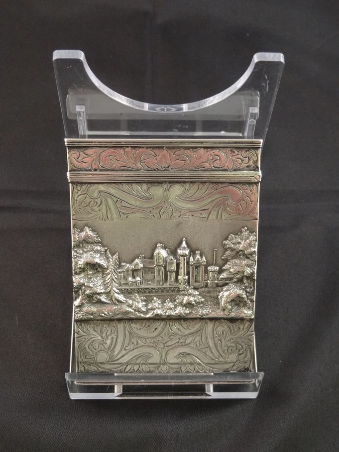 Antique Victorian Silver Castle-Top Card Case, Birmingham, Gervase Wheeler, Circa 1837/1839