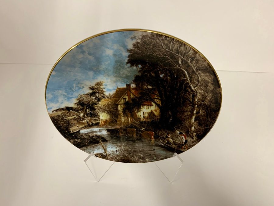 Antique Set Of Four Crown Staffordshire China Wall Plaques, John Constable, Circa 1980s/1990s
