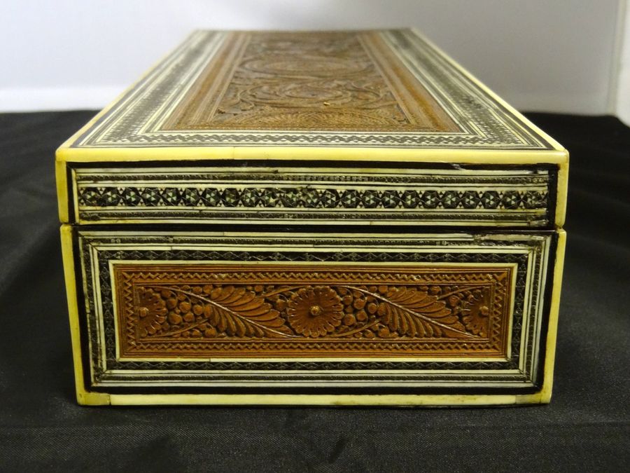 Antique Antique Anglo-Indian Sandalwood & Sadeli Box, Bombay Presidency, Circa Mid 19th Century