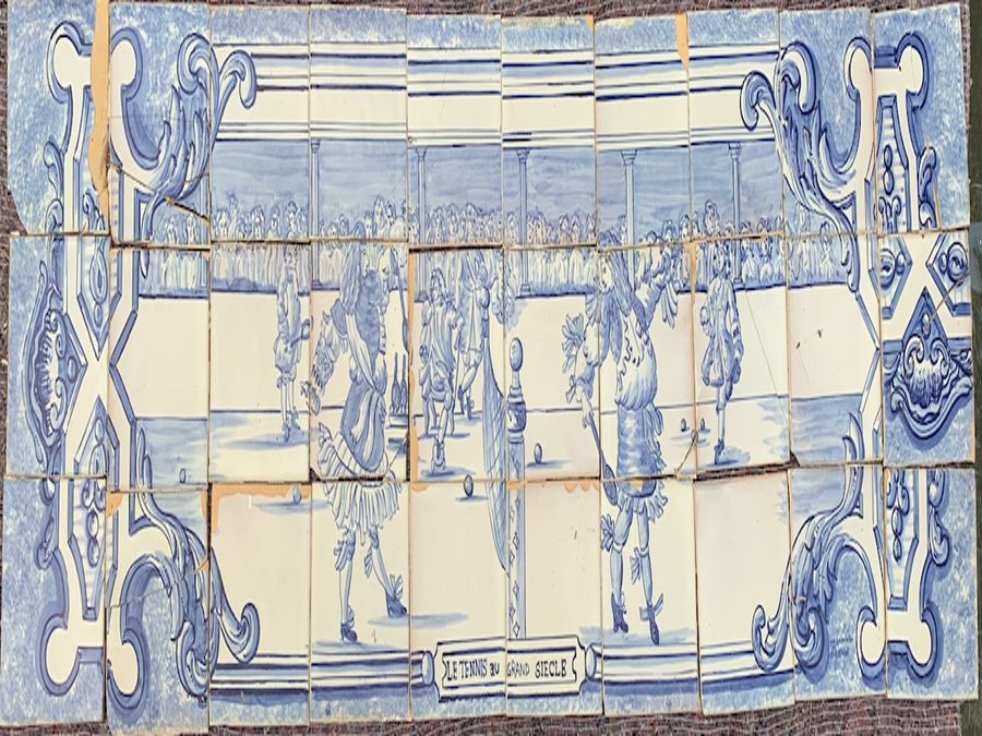 Antique Set Of Five Portuguese Faience Tile Panels, Painted In Blue, Circa 20th Century
