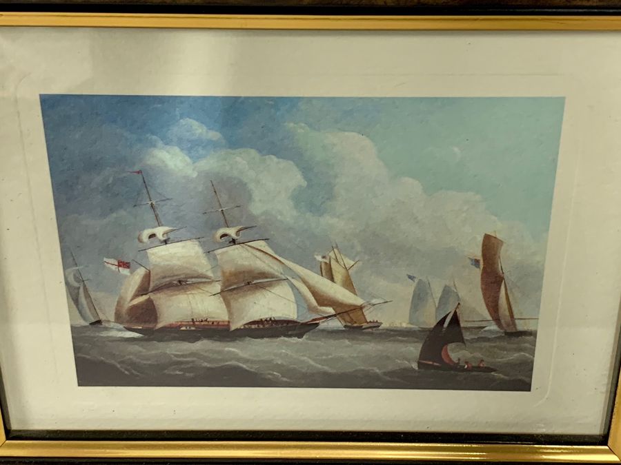 Antique Six Coloured Modern Reproduction Prints, Steam-Assisted Clipper Ships, Circa 1993
