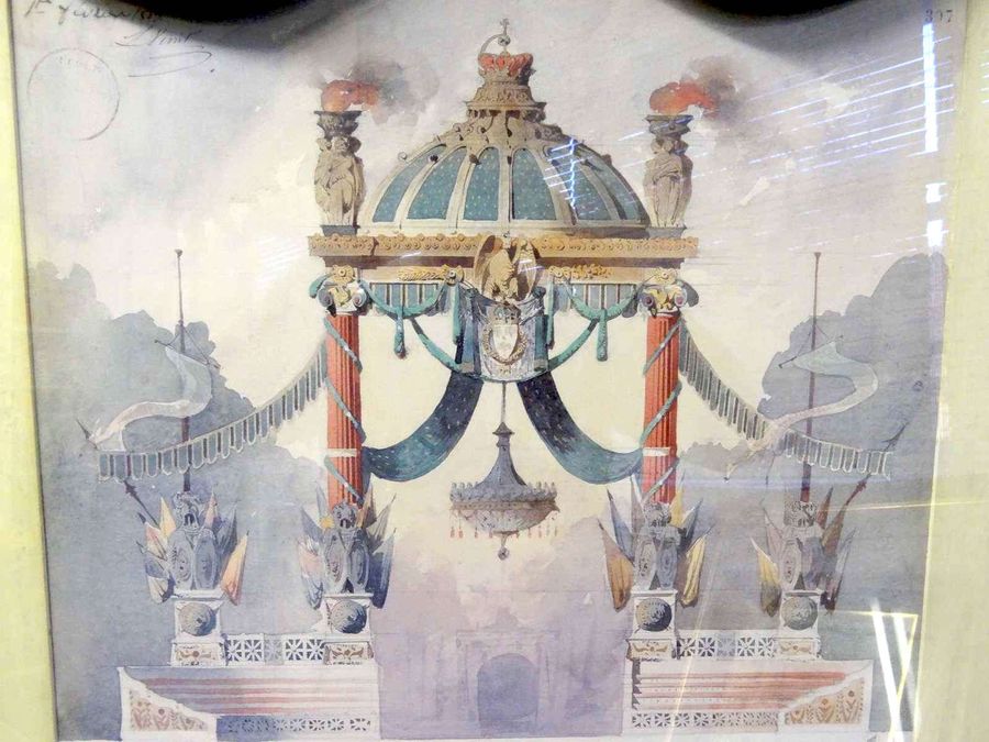 Antique Coloured Print Of An 'Arc De Triomphe', Celebratory Ornamental Arch, Circa 20th Century