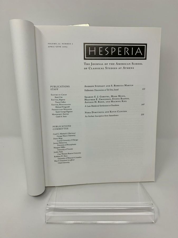 Antique Hesperia, Volume 72, Number 2, April-June 2003, Pages 121-240, ISSN 0018-098X
