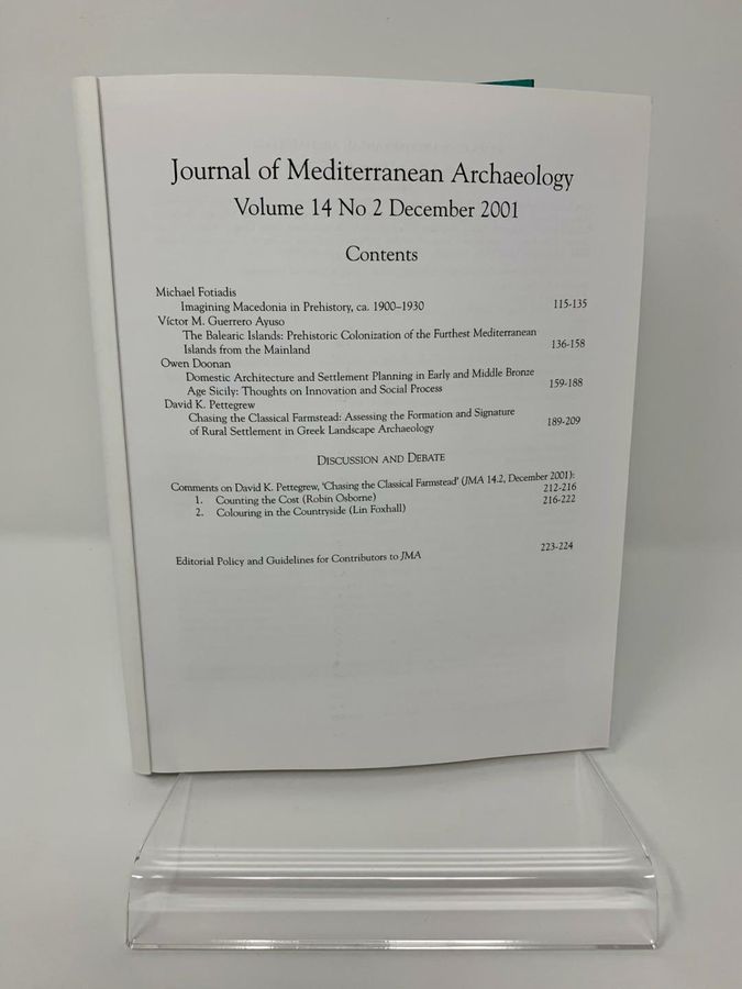 Antique Journal Of Mediterranean Archaeology, Volume 14, Number 2, December 2001, 0952-7648
