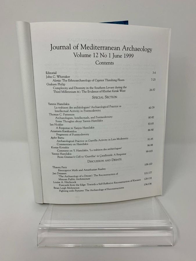 Antique Journal Of Mediterranean Archaeology, Volume 12, Number 1, June 1999, ISSN 0952-7648