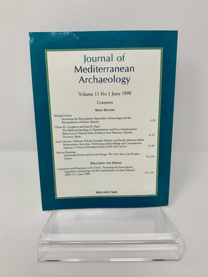 Antique Journal Of Mediterranean Archaeology, Volume 11, Number 1, June 1998, ISSN 0952-7648