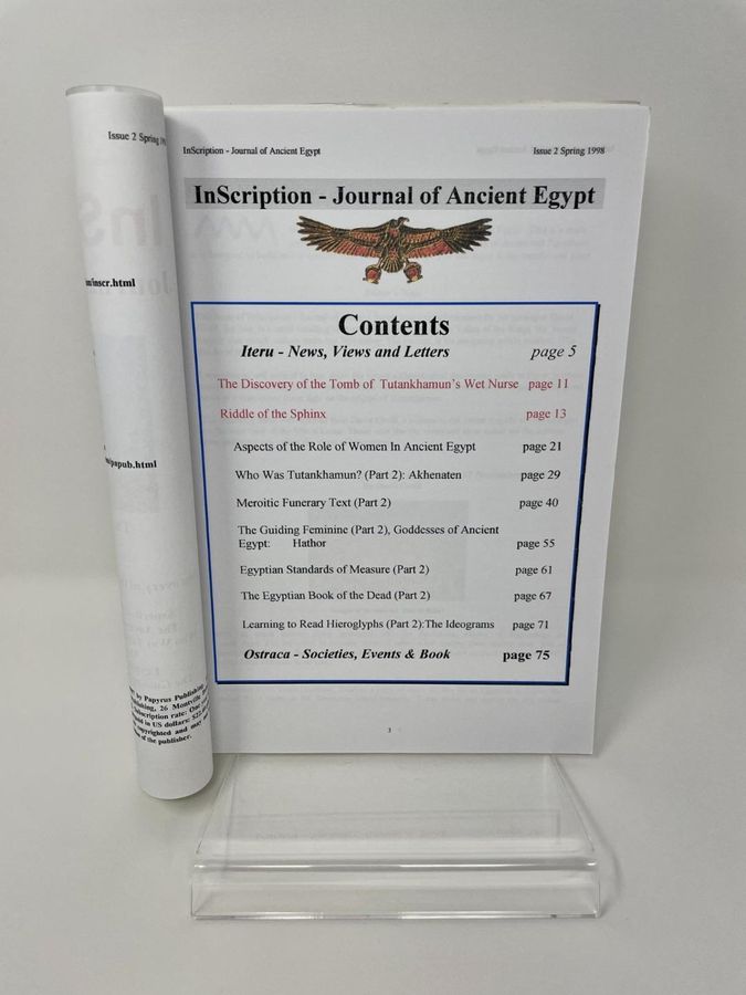 Antique InScription, Journal Of Ancient Egypt, Issue 2, Spring 1998, Papyrus Publishing