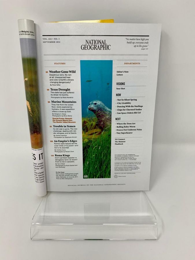 Antique National Geographic Magazine, September 2012, Volume 222, Number 3, Free Poster