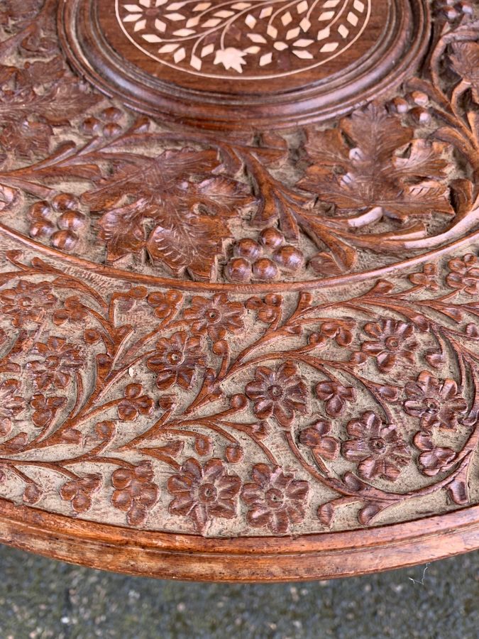 Antique Anglo Indian Carved Folding Coffee Table