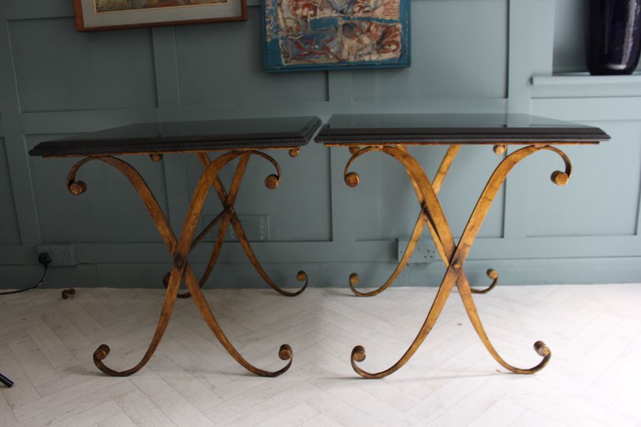 Pair of luxury marble and gilt metal side tables