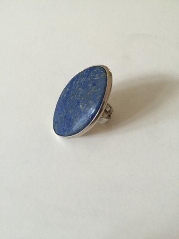 Antique Bent Knudsen Sterling Silver ring wtih Blue Stone No 204