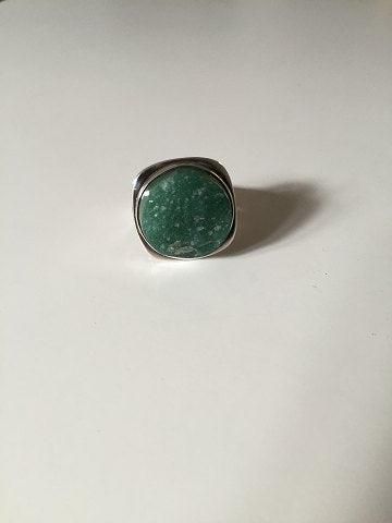 Antique Bent Knudsen Sterling Silver ring with green stone