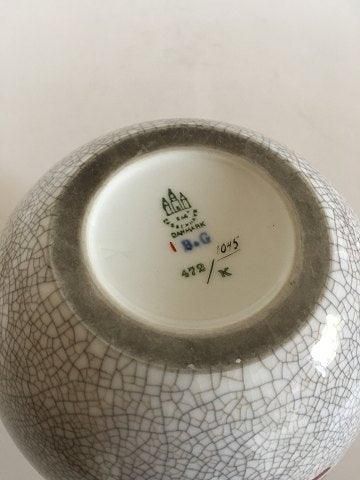 Antique Bing & Grondahl Art Deco Vase in Cracle Glaze with motif of fish No 1045/472/K