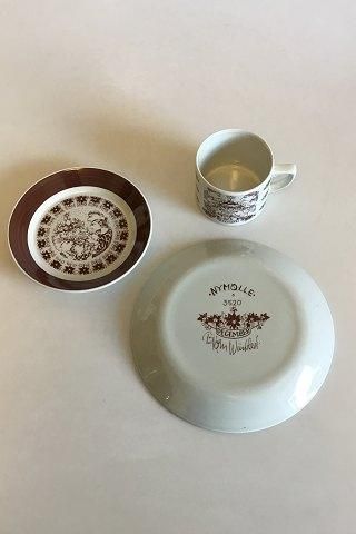 Antique Bjorn Wiinblad, Nymolle December Month Cup No 3513, Saucer and Cake Plate No 3520