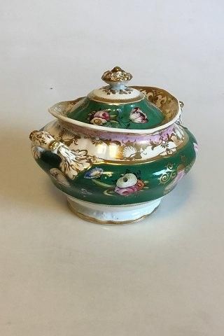 Antique English Bone China sugar bowl with gold and flowers