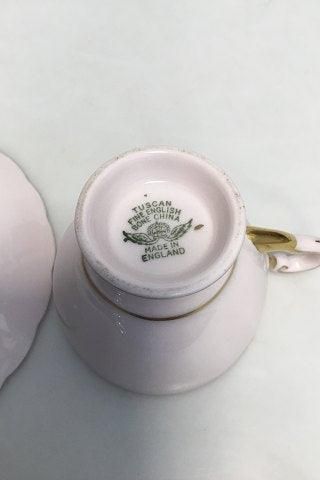 Antique English, R H & S L Plant (Ltd) pink porcelain cup and saucer with gilt rim.