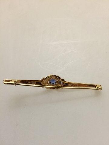 Antique Georg Jensen 18K Gold Brooch with Synthetic Saphire  No 281